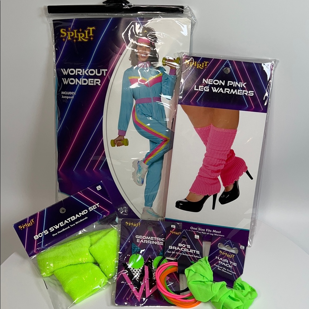 🎃NWT 1980’S WORKOUT WONDER COSTUME SIZE ADULT MD/LG 10-16 - Picture 2 of 16
